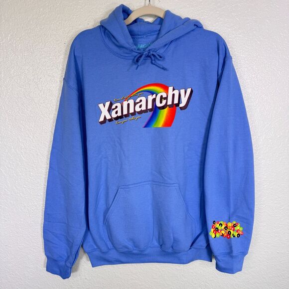 Lil Xan Hoodie Mens Medium Anarchy Tour Candy Print Official Merch Music Blue M - Picture 1 of 12